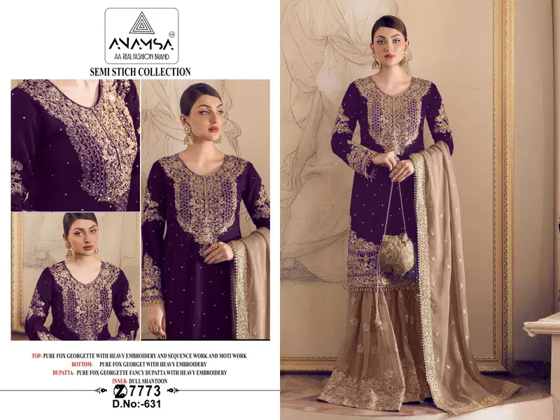 Anamsa 631 Georgette Embroidery Pakistani Suit Wholesalers Price In Surat